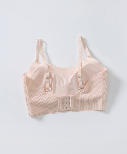 Chic Mode Ribbed Wireless Clean Cut Laminated Seamless Bralette with Back Hook