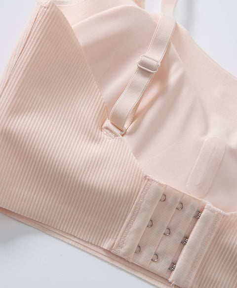 Chic Mode Ribbed Wireless Clean Cut Laminated Seamless Bralette with Back Hook