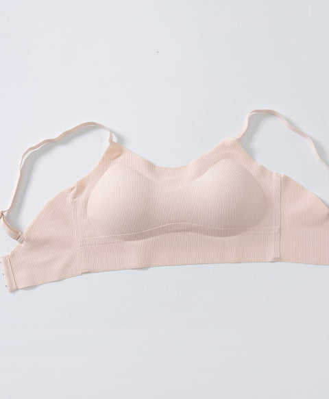 Chic Mode Ribbed Wireless Clean Cut Laminated Seamless Bralette with Back Hook
