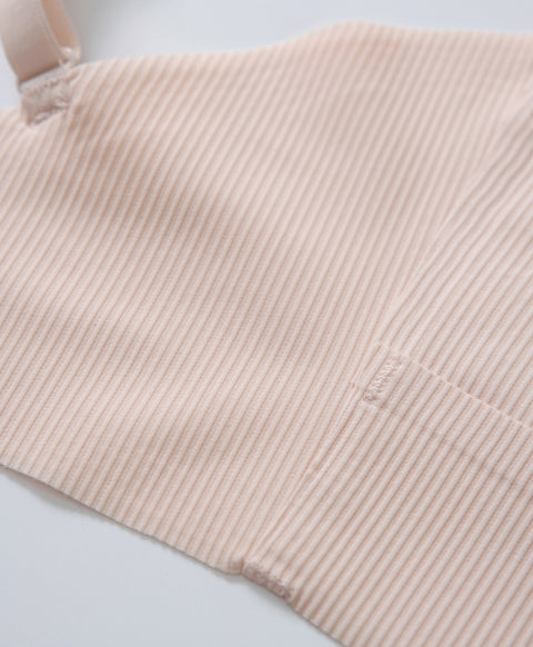 Chic Mode Ribbed Wireless Clean Cut Laminated Seamless Bralette with Back Hook