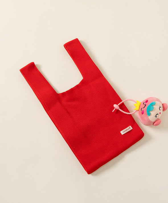 Snake Snack CNY Rib Knit Bag with Soft Toy Bag Charm