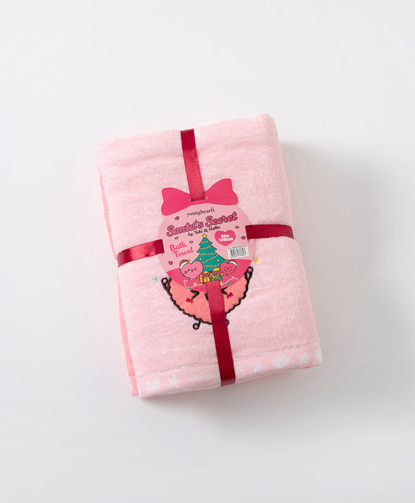 Santa's Secret Embroidery Bath Towel 2pcs Set