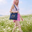Stay Bloom Denim Smiley Tote Bag