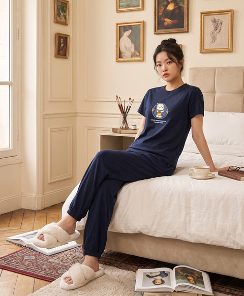 Little Muse Short Sleeves PJ Top & Long Pants Set - Every Muse Deserves A Snack Break