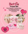"Hattie" Travel Set - (Mesh Organiser, Cosmetic Bag + 3-pcs disposable socks + 3-pcs disposable panty) @ $35 only!