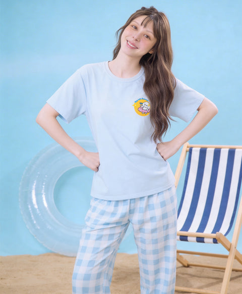 Pool Party Pals - Hop into Summer Short Sleeves PJ Top & Long Pants Set