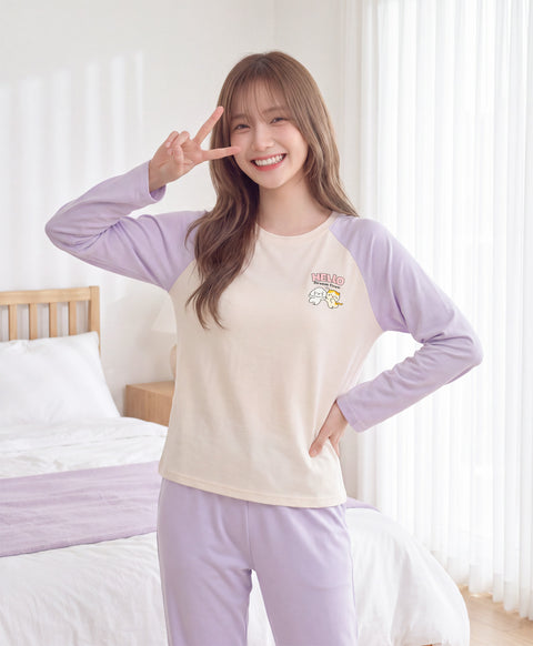 Hello Dream Crew Long Sleeves Padded Top & Long Pants Set